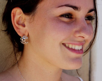 Hoop Earrings, Filigree Earrings, Silver Earrings, Small Hoop Earrings, Silver Hoops, Boho Hoops, Floral Earrings. Bridal Earrings