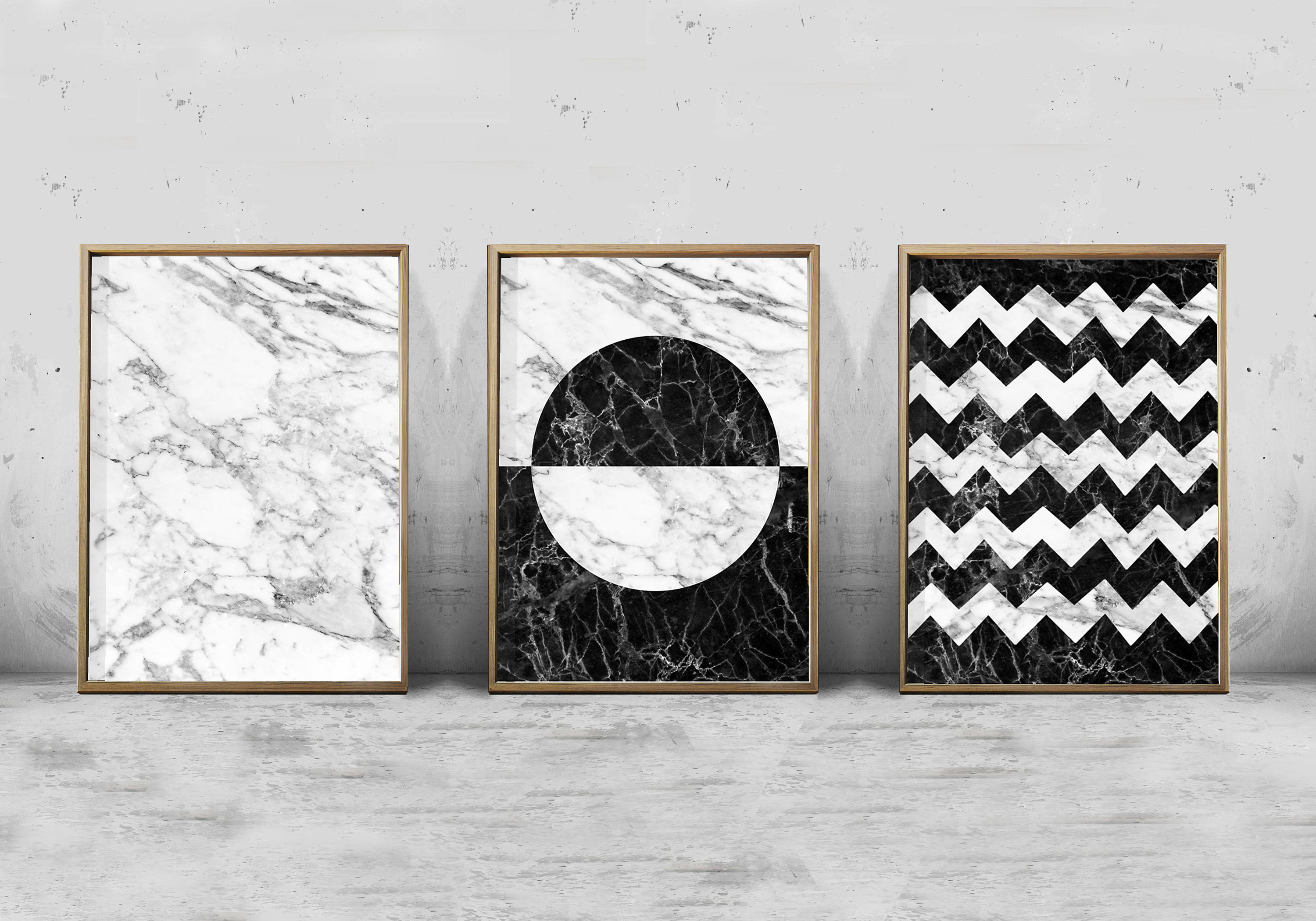 Abstract art prints Marble Wall art Black White Geometric