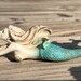 New 1 MERMAID Nautical 5 1/2" Resin Handle Knob Pulls Aqua Blue White 4"centers