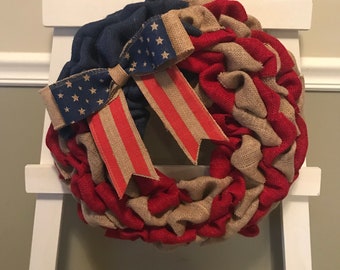 Every Day Wreath, Front Door Wreath, Flag Wreath, Memorial Day Wreath, Fourth of July Wreath, Burlap Wreath, Stars and Stripes Wreath