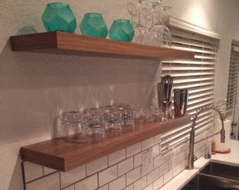 Floating shelves - Walnut - Modern Shelves - Wall Shelf - Book Shelf - Wood Shelf
