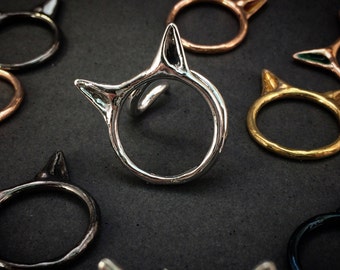 Cat Ears Ring in Silver with Custom Finish