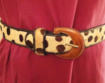 Vintage Leopard Spot Belt with Leather Buckle