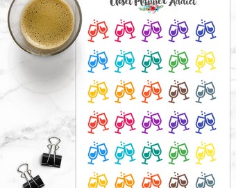 Wine Glass Drinks Icon Planner Stickers (I-027)