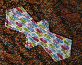 Flannel Feather 13" Cloth Panty Heavy Pad. Mama cloth. Reusable. Long Pad.