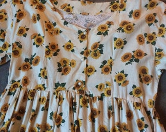 Sunflower dress, vintage, handmade