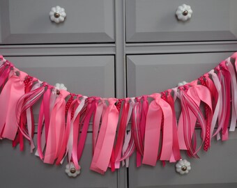 Pink on Pink Ribbon Garland // Ribbon Banner // Baby Shower // Nursery // Birthday Party // Baby Girl