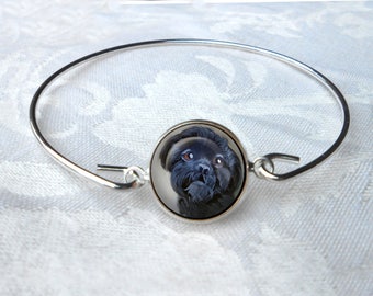 Black Shih Tzu Bangle Bracelet ~ Girlfriend Gift ~ Wire Bangle Bracelet ~ Dog Jewelry ~ Shih Tzu Bracelet ~ Trendy Jewelry