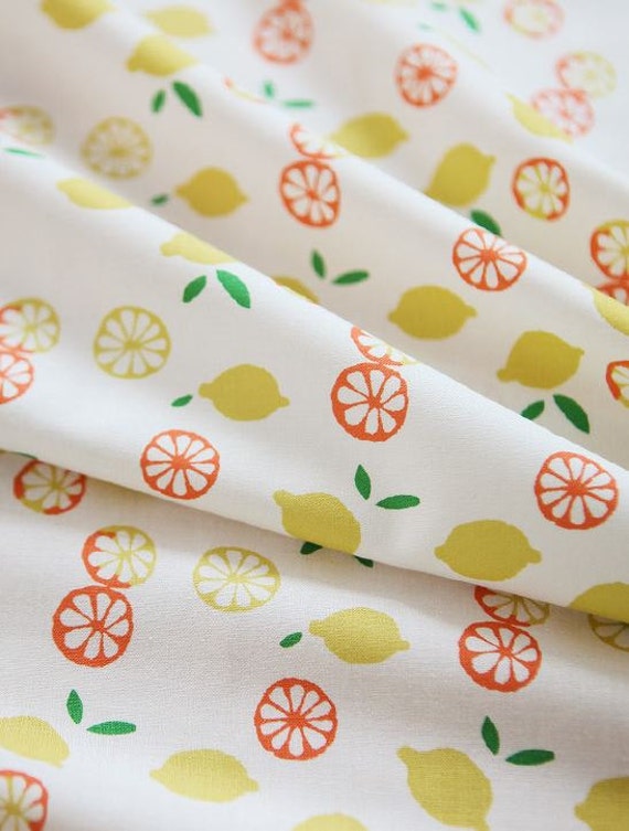 Lemon Pattern Cotton Fabric by Yard