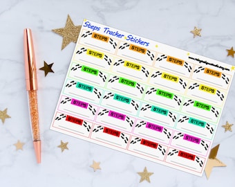 Steps Tracker Planner Stickers, Steps Tracker, Steps Stickers, Fitness Stickers, Vinyl Stickers