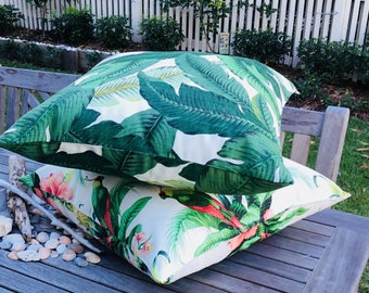 Floor cushions, Tommy Bahama floor pillows, tropical floor cushions, home decor, coastal decor, palm leaf pillow, bean bags, Australian made