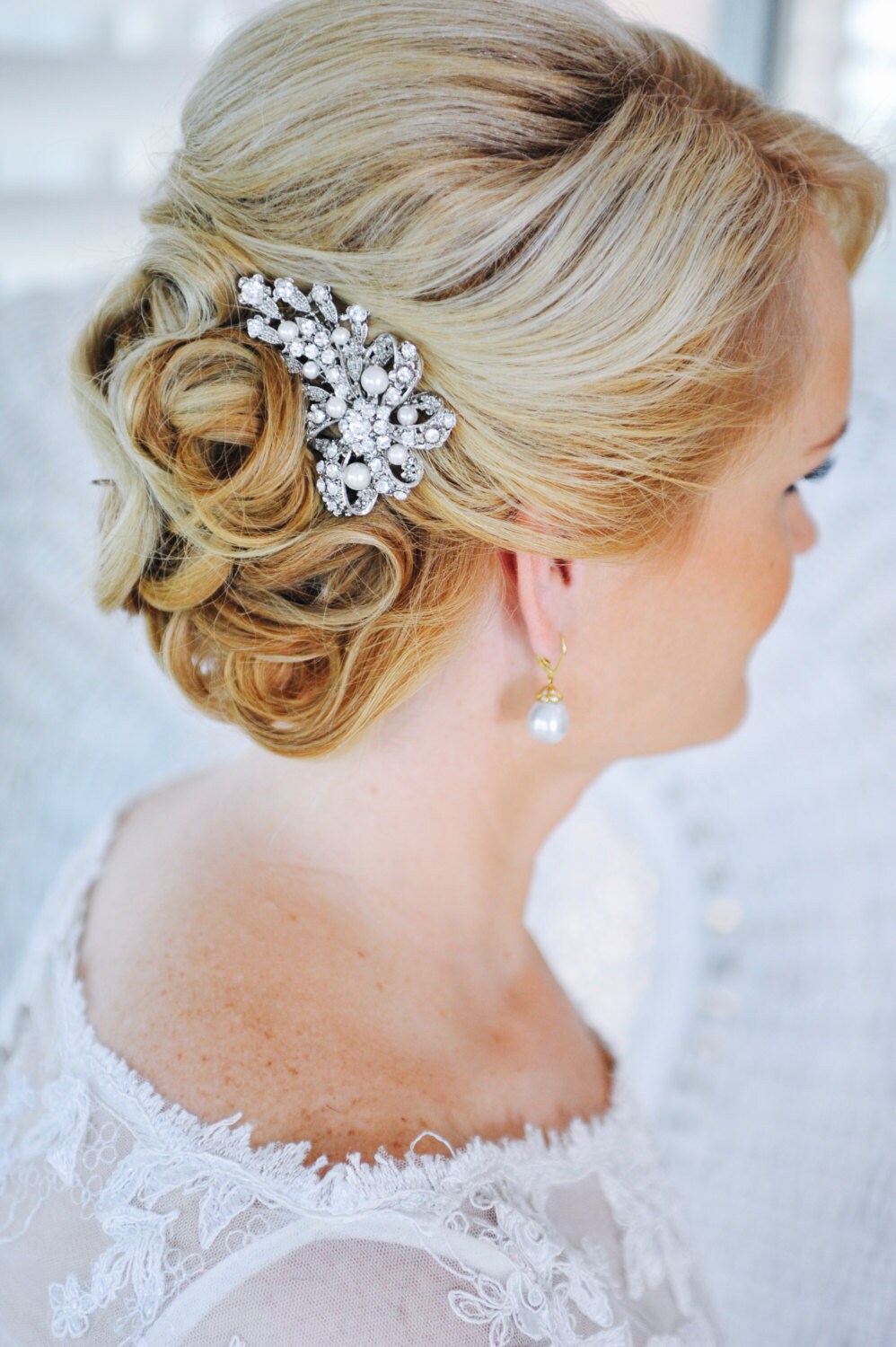 Crystal Bridal Hair Comb Swarovski Pearl Hair Comb Vintage