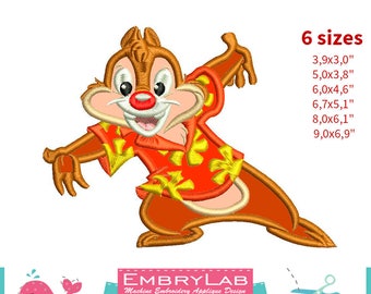 Applique Dale. Chip 'n Dale Rescue Rangers. Machine Embroidery Applique Design. Instant Digital Download (17385)