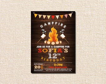 campfire birthday invitation boy birthday party