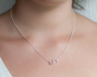 Two Entwined Tiny Circles necklace in Sterling Silver
