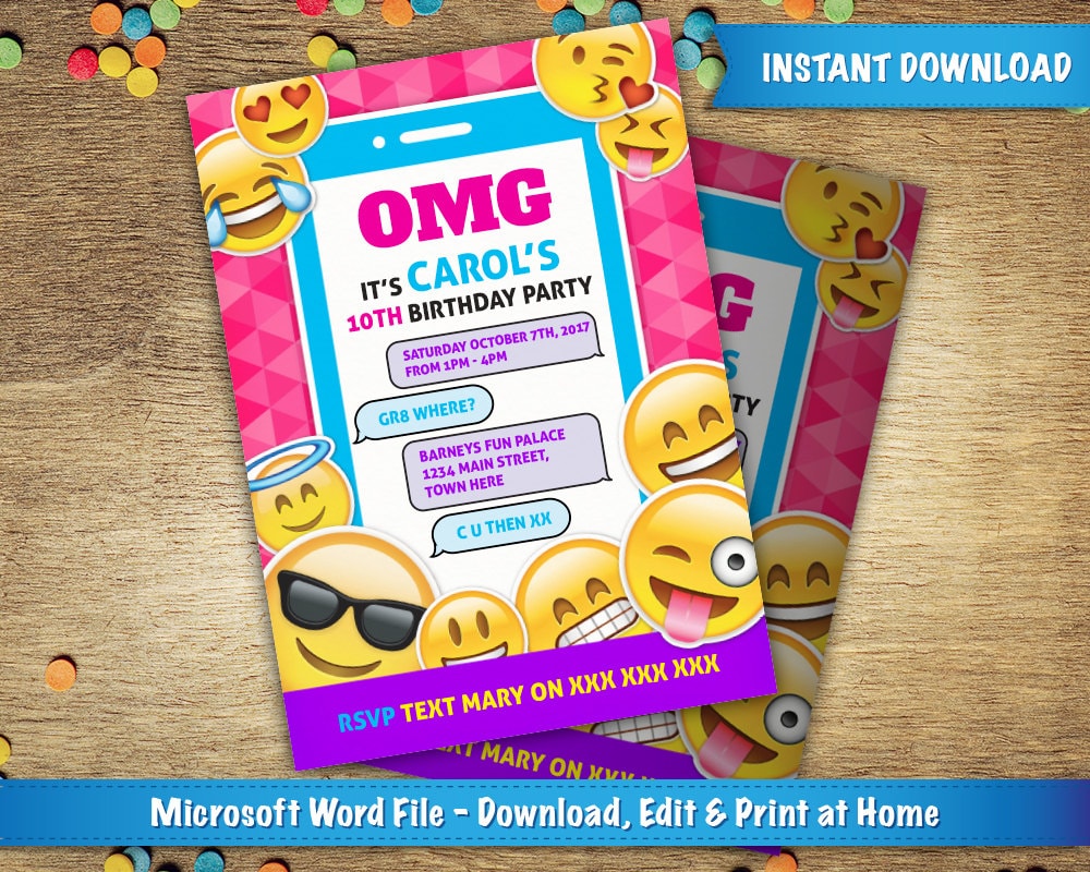 This is a graphic of Tactueux Emoji Invitations Printable This is a photo of Tactueux Emoji Invitations Printable