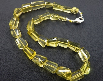 Lemon Quartz Gemstone Step Cut Nuggets-Stones Size- 8x13-17x20mm Approx 420.25 1 Strands 18"AAA High Quality 100% Natural Stone