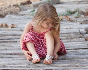 Gilrs Sandals, Kids Sandals, White Leather Sandals, Flat Sandals, Summer Shoes, White Sandals , Free Shipping