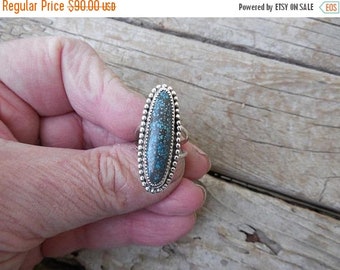 ON SALE Turquoise ring handmade in sterling silver 925 with spiderweb turquoise