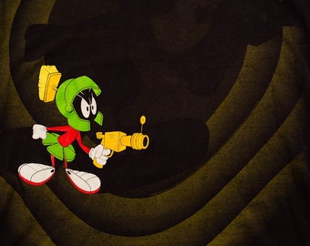 Marvin the Martian T-Shirt, All Over Full Print, Vintage 1990s, Warner Bros Looney Tunes, WB Cartoon, Wild Oats, 1992