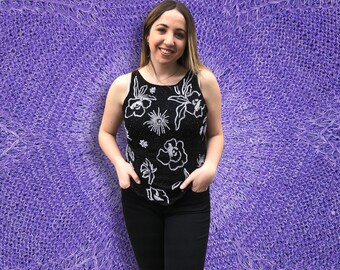 Vintage 1980's Sequined Silk Tank Top