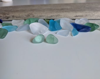 Light Blue Beach Glass Stud Earrings