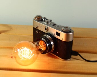 Vintage Camera Lamp, antique, recycled, upcycled, wedding gift, steampunk, Harry Potter