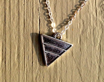 triangle necklace, silver triangle necklace, triangle jewelry, triangle pendant, triangle, geometric, geometric necklace, silver necklace