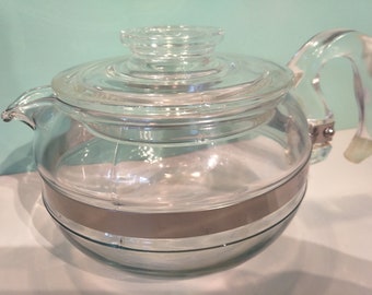 Vintage Pyrex Flameware Glass Teapot 1960s Glass Teapot ~ Pyrex Teapot 6 Cup ~ Retro Kitchen