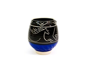 Black White Sgraffito Vase by Eileen Goldenberg