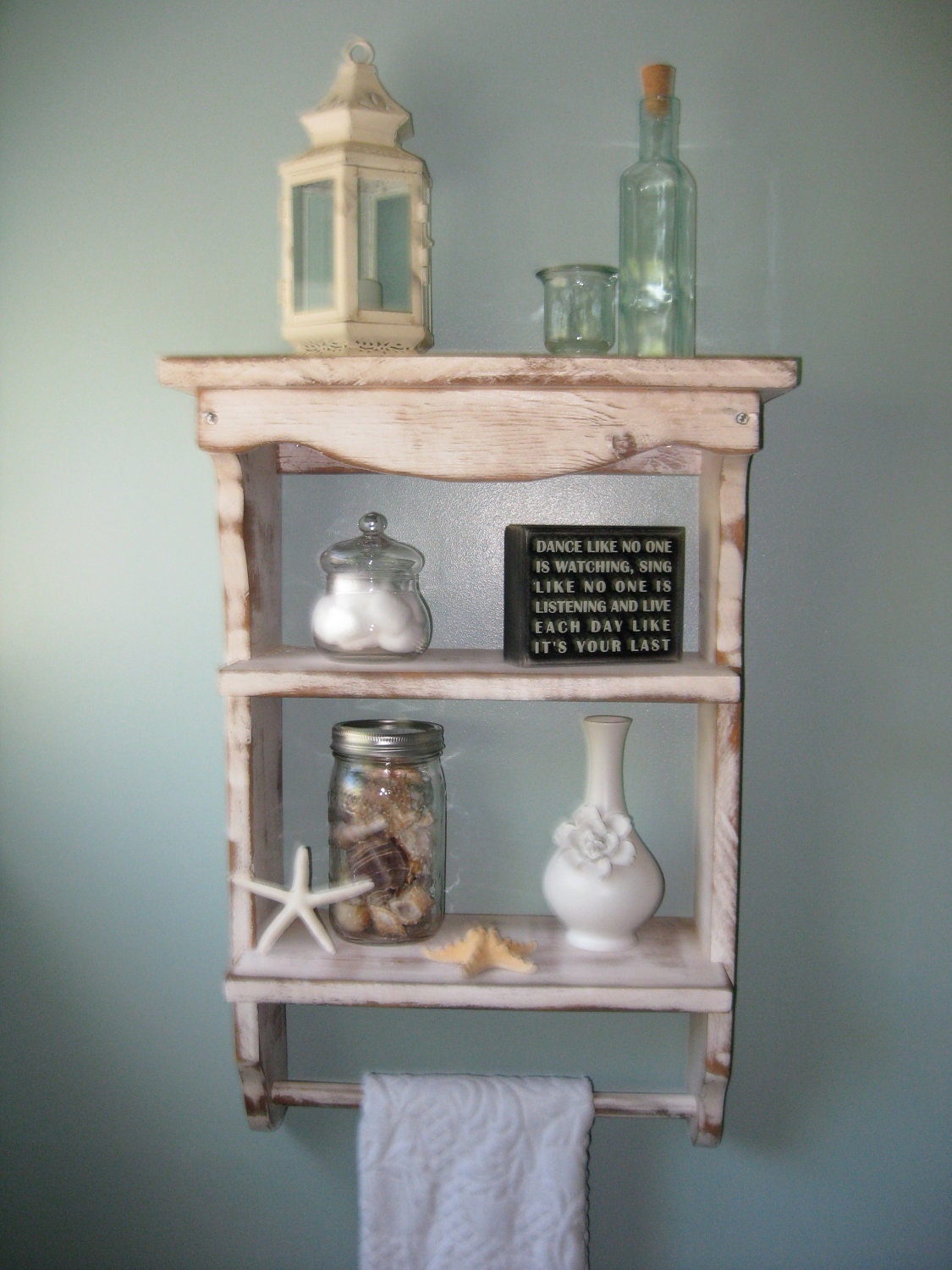 french antiques decor distressed wood bathroom shelf cute