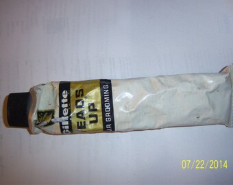 1960's Gillette Heads Up Hair Grooming Gel Cream Boston, Mass Full Unopened 4.5 oz metal tube