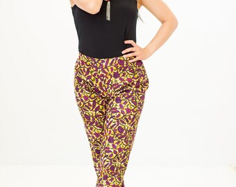 Cigarette pants in Fuchsia floral wax