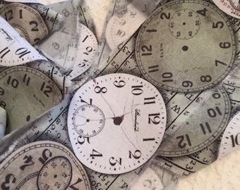 Hand Frayed Fabric Trim/Paris Country Ribbon/Handmade Fabric Ribbon/Paris Chic Ribbon/Timepiece Fabric Trim/Clock Fabric Trim/Clock Ribbon