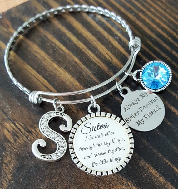 Sister Bracelet Birthstone Bracelet for Sister Sister Gift Sister Jewelry Birthday Gift for Sister Personalized Bracelet Initial Bracelet