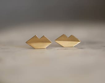 Earrings "Mouths" medium fine gold plated brass