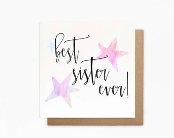 Best Sister Card - Sister Card - Blank Card - Sister Birthday Card