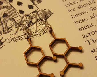 Laser Cut Peppermint Molecule Earrings - Chemistry Earrrings - Nerdy Gift for Her