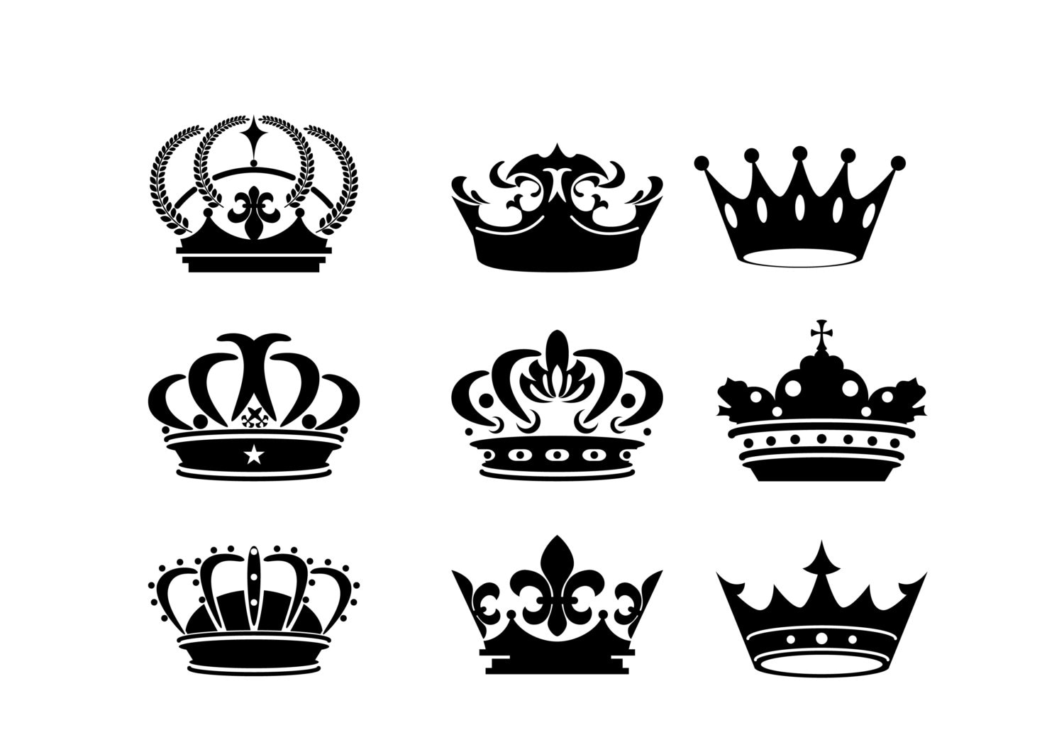 Download Crown silhouette digital clipart vector eps png files black