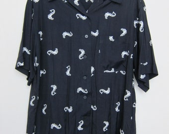 Mermaids / / Georges Rech Paris 80s 90 s shirt oversize 1980 1990 Mermaid Summer Sea Beach