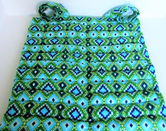Large Microwave Rice Heating Pad, Large Unscented Green Aztec Cotton Flannel Heat Pad, Fibromyalgia Arthritis Relief, Relaxation/Spa Gift