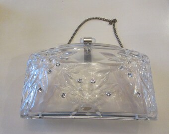 LUCITE PURSE with RHINESTONES