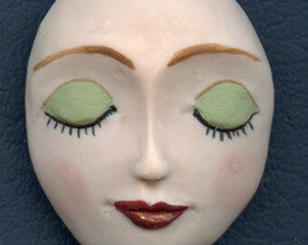 Polymer Clay Larger 1 7/8" x 1 1/2" Detailed Art Doll Face Cab FLG 1