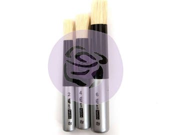 Prima Finnabair Art Basics DABBING BRUSH SET of 3 for Stencils texture waxes Mixed Media #965228