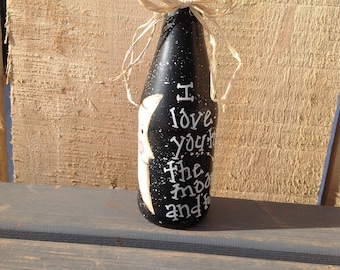 To The Moon And Back Bottle | Primitive Shelf Sitter | Home Decor