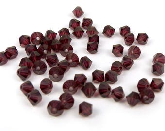 50 x® 4 mm BURGUNDY Swarovski Crystal bicones