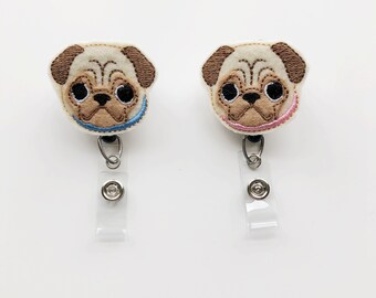 Dog badge reel, pug badge reel, nurse badge reel, nursing badge reel, badge reel, retractable badge, vet Gift, Vet Tech, name badge