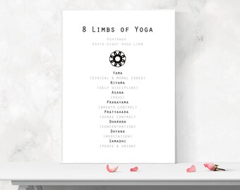 8 limbs of yoga printable digital download/ Yoga studio decor