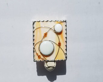 Stained Glass Night Light, Peach and White