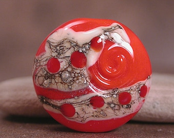 Lampwork Glass Focal Bead, Art Glass Focal, Bright Orange, Divine Spark Designs, SRA
